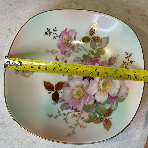 Elegant Vintage Floral Square Plate/Bowl with Gold  Schumann Arzberg Germany - Picture 6 of 6